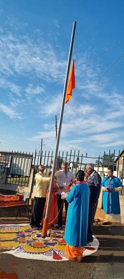 Traditional Indian flag hoisting ceremony